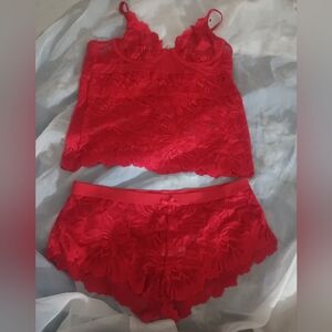 RACHEL Rachel Roy Scarlet Lace Bra and Shorts Set